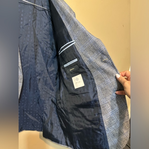 DIGEL Doug Blazer Linen Wool Blend Checked Blazer, Luxury Germany Designer - Picture 5 of 16